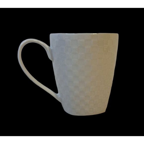 La Rochelle White Textured Ceramic Coffee Mug Basket Weave Pattern 14oz VGC - Picture 5 of 8